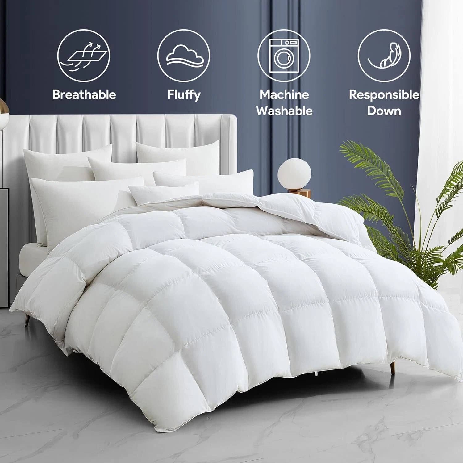 Queen Size All Season White Duvet Cover Super Soft  Cotton Cover Fluffy 07FC0E-D4 - KOEEK