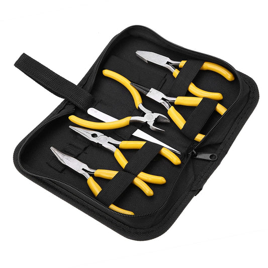 new 5pcs Professional Jewelry Pliers Tools Kit Round Bent Nose Beading Making DI Dso koeek - KOEEK