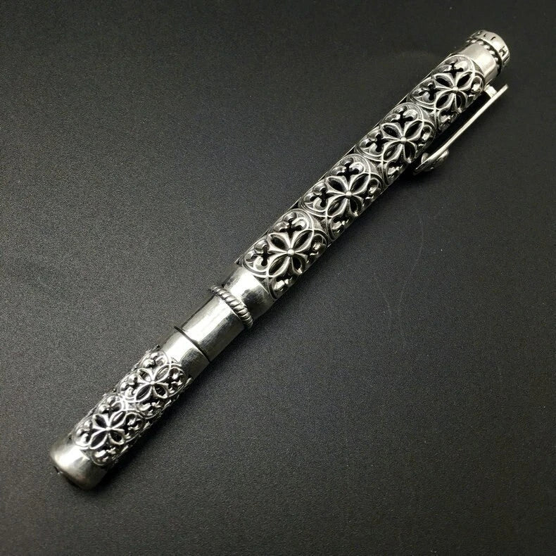 S925 Silver High Quality Ballpoint Pen EDC Tactical Signature Pen Gift 07FC0E-D4 - KOEEK