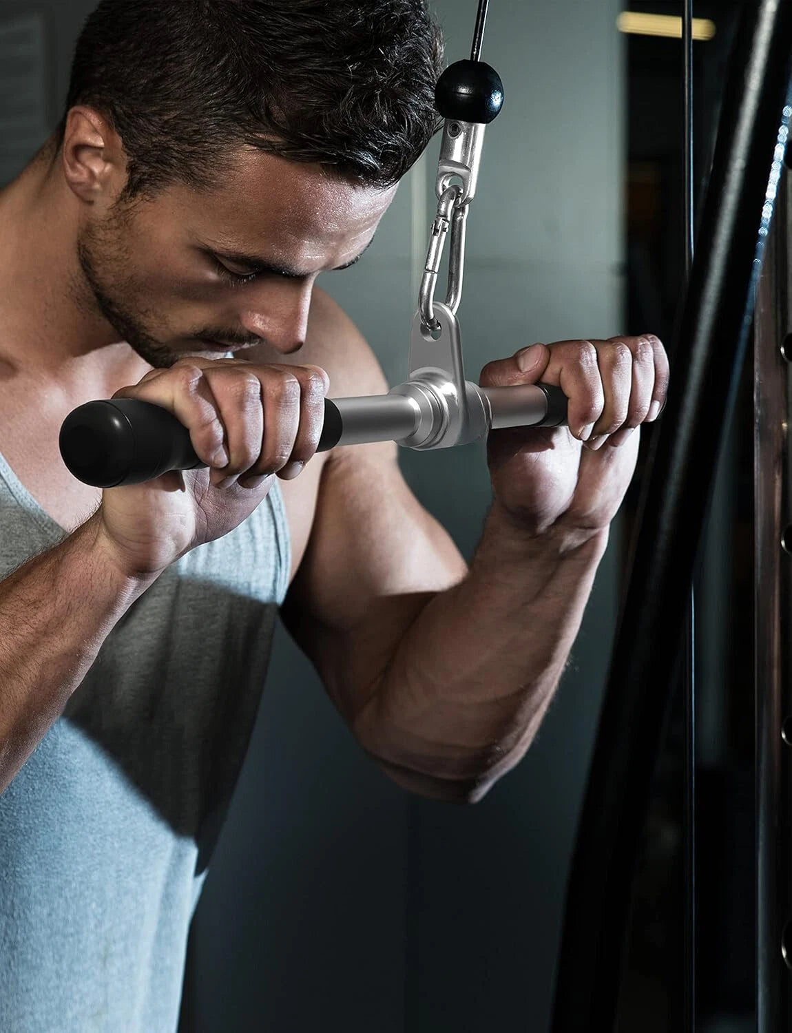 triceps pull down attachment, home gym cable machine accessories. 07FC0E-D4 - KOEEK