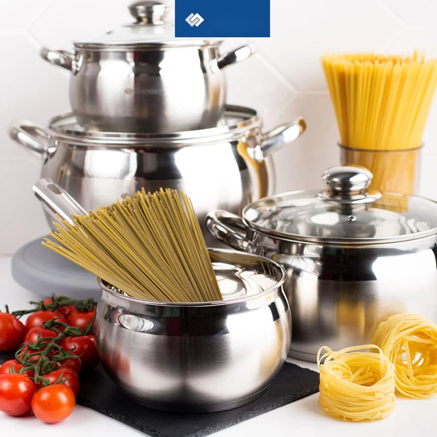 6 Piece Stainless Steel Induction Cookware Set -Dishwasher Safe with Lid, Silver 07FC0E-D4 - KOEEK