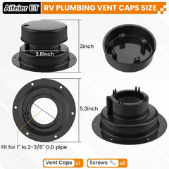 new Aifeier ET 1 Pcs RV Plumbing Vent Caps, Camper Roof Sewer Black AIFEIER ET - KOEEK