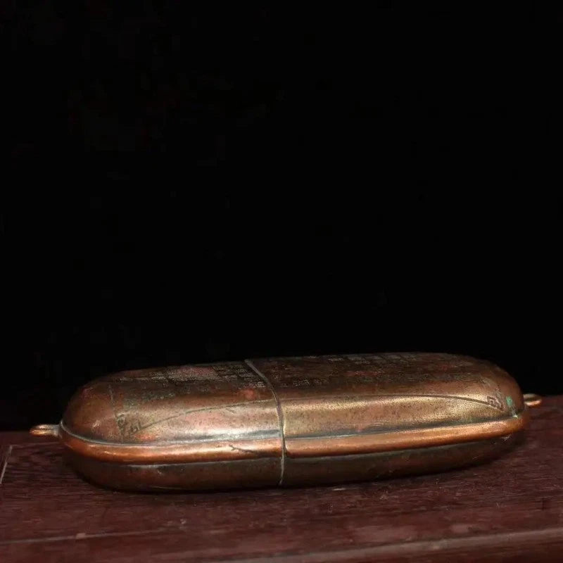15cm Exquisitely Chinese Retro Copper Handcarved Fushou Glasses Case Collection 07FC0E-D4 - KOEEK
