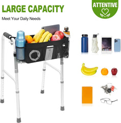 new Upgrade Walker Basket with Cup Holder, Foldable Storage Bag for Black 07FC0E-D4 - KOEEK
