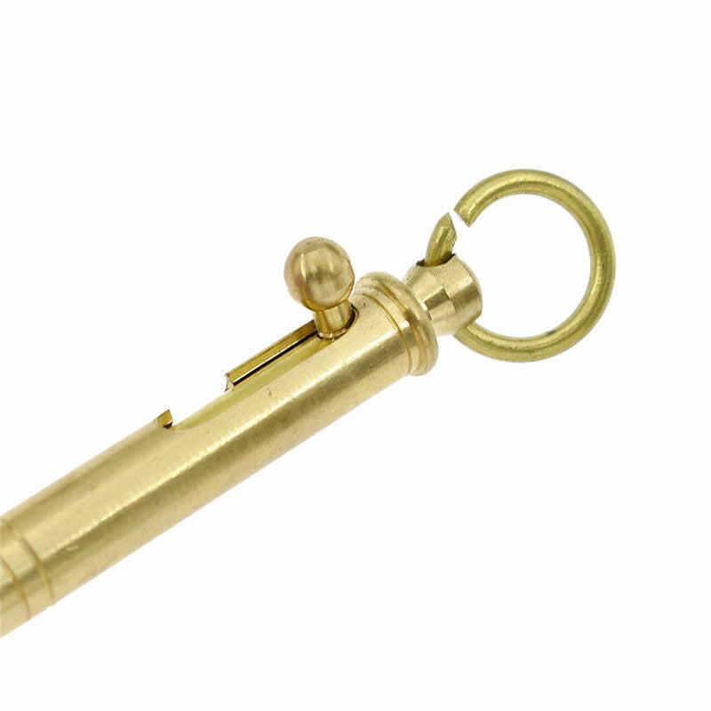 Mini Solid Brass Keychain Practical Pen Ballpoint Pen Sign Pen w/ Key Ring EDC EDC - KOEEK
