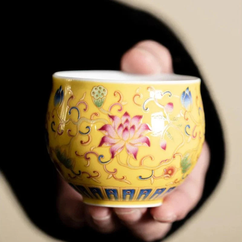 80ml Enamel Color Twisted Lotus Ceramic Master Cup Chinese Retro Kung Fu Tea Set 07FC0E-D4 - KOEEK