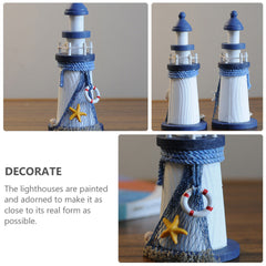 nye Lighthouse Marine Wooden Desktop Decor Home Beach Themed Statue Office