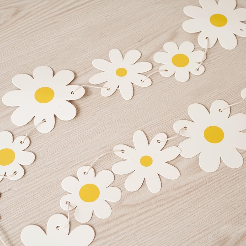 new Daisy Boho Banner Party Decorations,3 Packs Groovy Party White Daisy and Colorfu