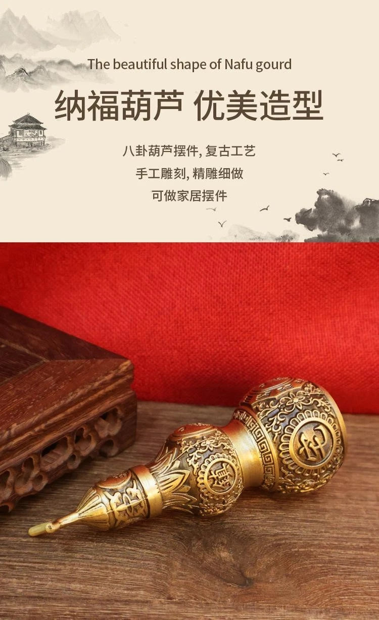 Brass Bagua Gourd With Lid Hollow Feng Shui Bedroom Home Decor Hanging Ornament 07FC0E-D4 - KOEEK