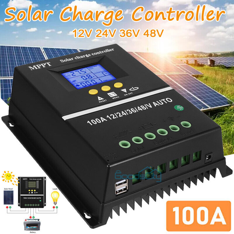 ny 100A MPPT Solar Panel Batteri PV Regulator Lade Controller AUTO 12/24/36/48V