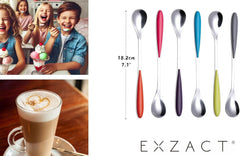 used Exzact Ice-cream Sundae Spoons 6pcs Stainless Steel Assorted Colours - EXZACT - KOEEK