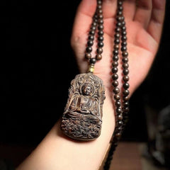 Nha Trang Agarwood Dainichi Pendant Necklace Guardian Deity Sweater Chain 07FC0E-D4 - KOEEK