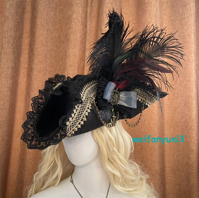 Retro Pirate Tricorne Hat Pirates of the Caribbean Women Cosplay Costume Prop 07FC0E-D4 - KOEEK