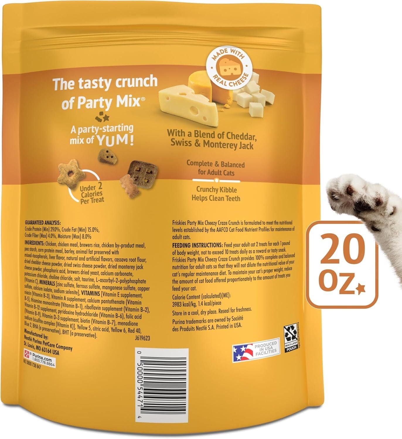 new Purina Friskies Cat Treats, Party Mix Cheezy Craze Crunch - 20 oz. Pouch PURINA - KOEEK