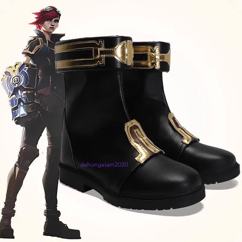 LOL Arcane Season 2 VI Cosplay Shoes Height Increase‌ Performance Black Props 07FC0E-D4 - KOEEK