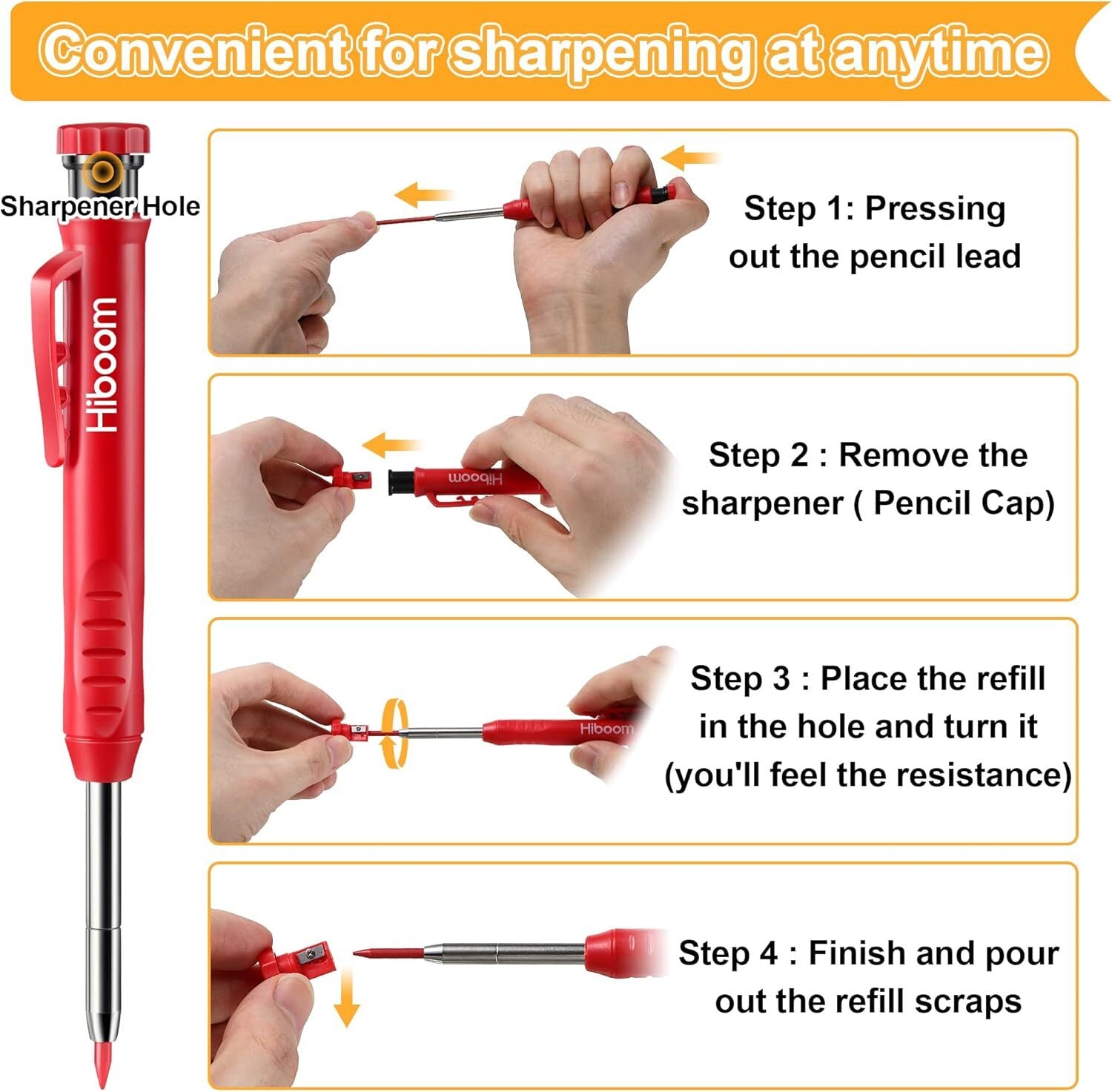 new Hiboom 4 Pack Carpenter Pencils with Sharpener, Mechanical Pencil Colorful HIBOOM - KOEEK