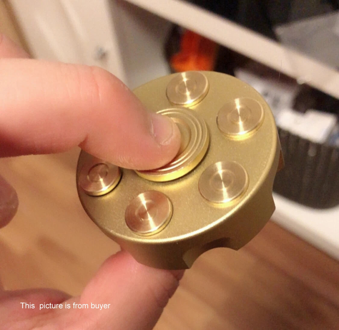 Brass Revolver Bullets Finger Spinner Spinning Top Fidget Pocket Toy EDC Gift 07FC0E-D4 - KOEEK