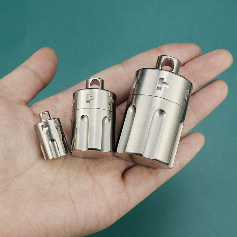 EDC Titanium Alloy Pill Case Holder Container Waterproof Keychain Pendant Gift- 07FC0E-D4 - KOEEK