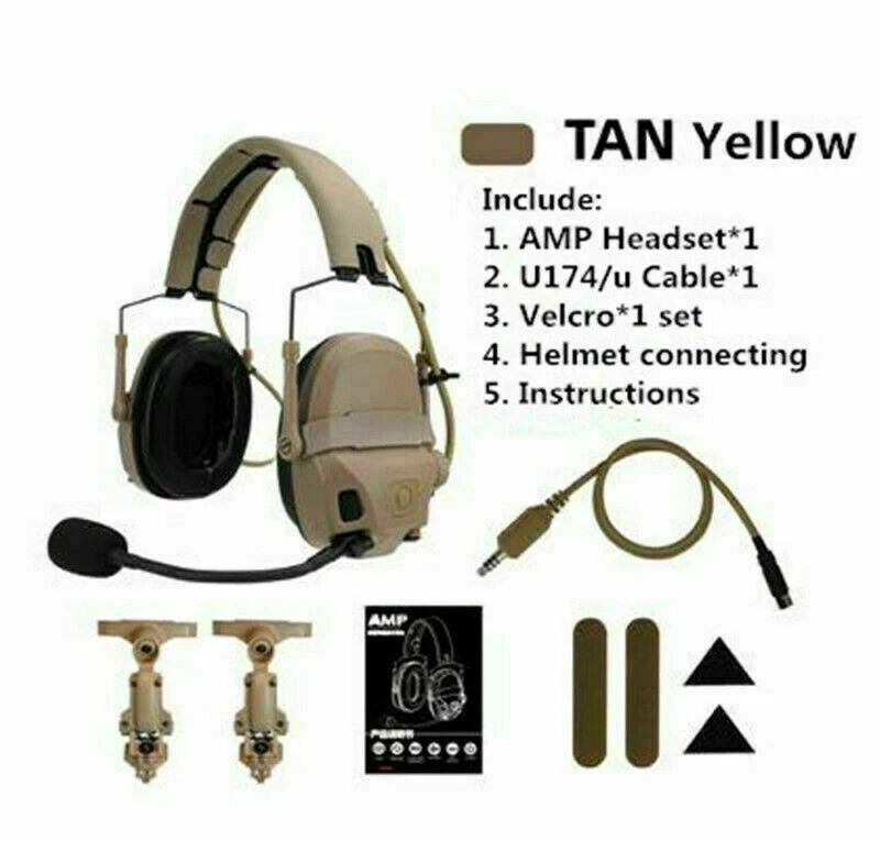 IN Stock FMA FCS AMP Tactical Communication Noise Headset Reduction V20/V60 PTT FMA - KOEEK