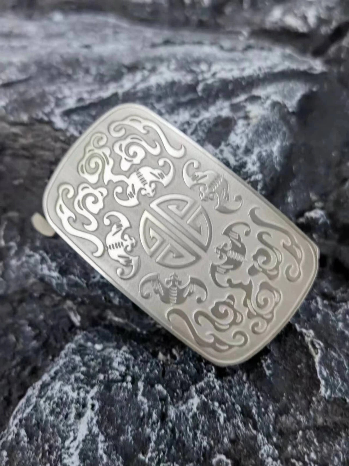 Pure Titanium Men's Belt Pin Buckle Five Blessings Pattern Anti Allergic EDC 07FC0E-D4 - KOEEK