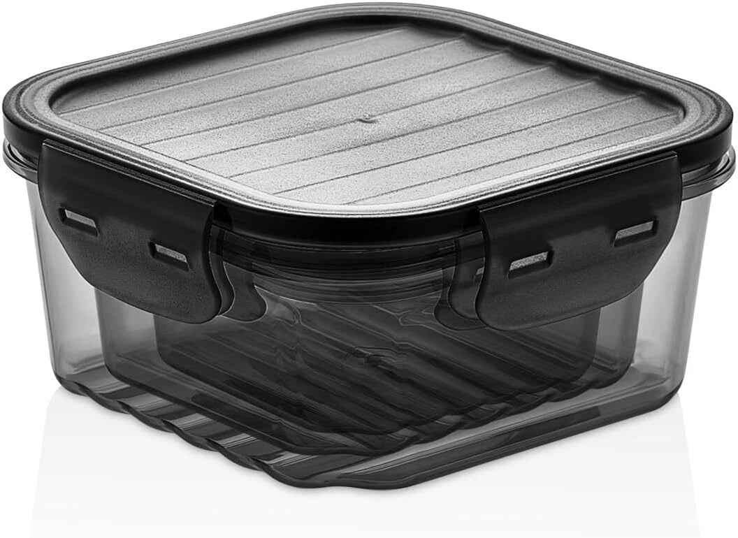 6 Piece Food Crisper Set - Sealed Plastic Crisper with Locking Lid - Stackable 07FC0E-D4 - KOEEK