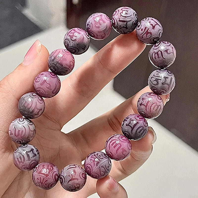 1PC Purple Bodhi Root Bead Bracelet Buddha Bead Rose Bead  Bracelet Prayer 07FC0E-D4 - KOEEK