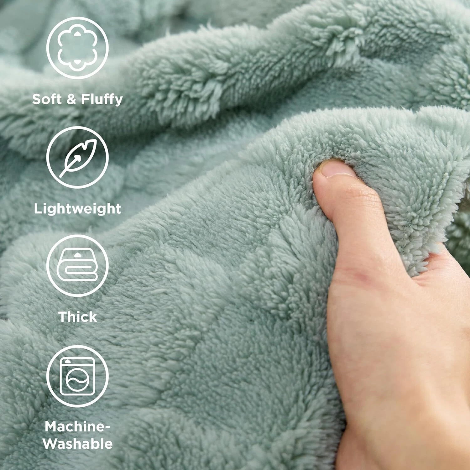 Sage Green Fleece Blanket for Couch - Checkered Throw Blanket for Women 07FC0E-D4 - KOEEK