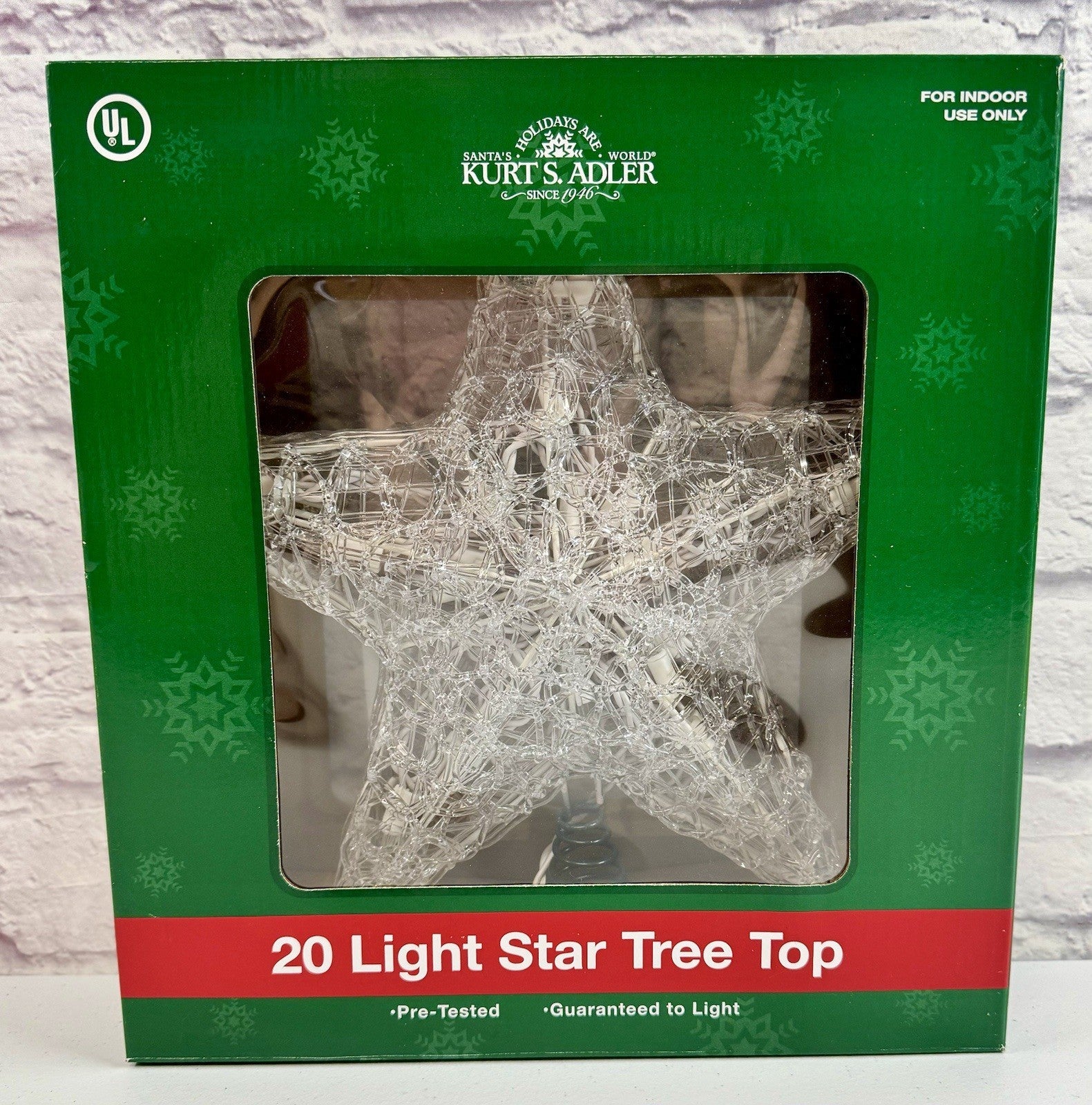 * * Kurt Adler 20 Light Star Tree Topper Top Christmas 12” White Lights 07FC0E-D4 - KOEEK