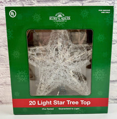 * * Kurt Adler 20 Light Star Tree Topper Top Christmas 12” White Lights 07FC0E-D4 - KOEEK