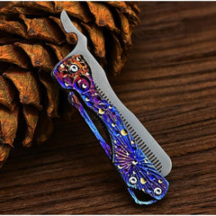 Handmade Titanium Folding Comb Hair Beard Pocket Comb EDC Portable Anti-Static 07FC0E-D4 - KOEEK