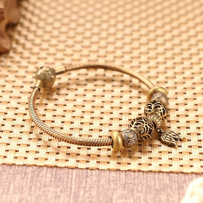 Good Luck Bead Bracelet Vintage Brass Adjustable Creative Jewelry Women 07FC0E-D4 - KOEEK