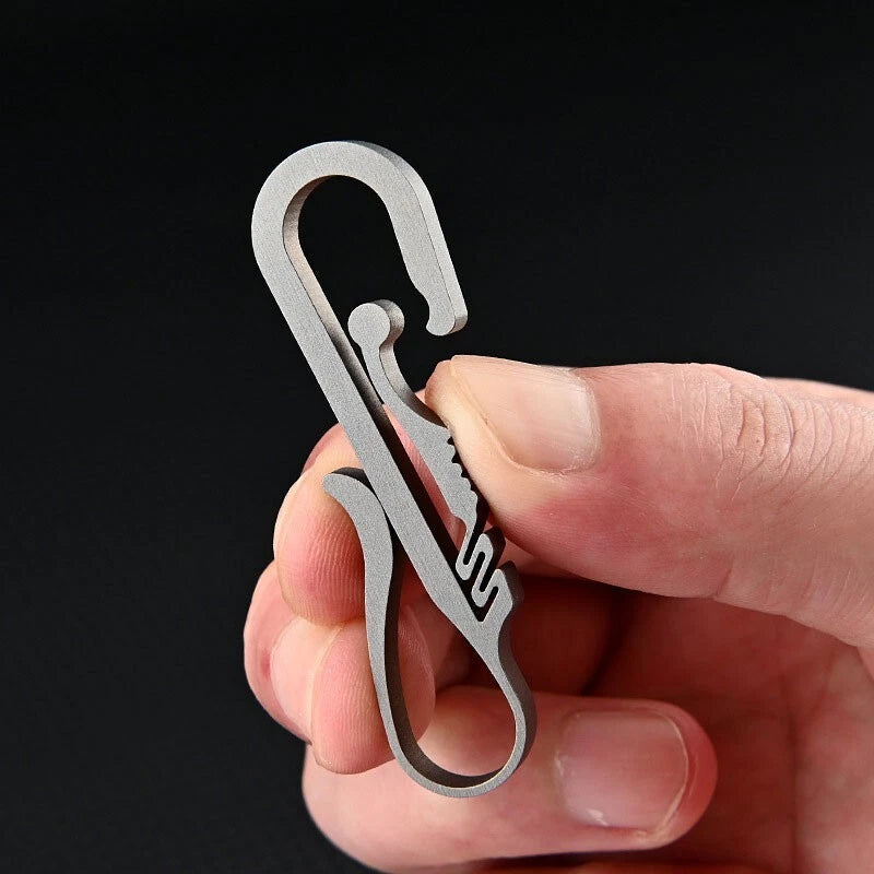 EDC Titanium Alloy Key chain Carabiner with Key Ring Waist Hanging Buckle Tool 07FC0E-D4 - KOEEK
