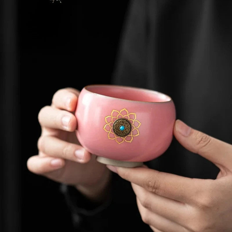 120ml Ceramic Ru Kiln Tea Drinking Cup Crackle Glaze Master Cup Kung Fu Tea Set 07FC0E-D4 - KOEEK