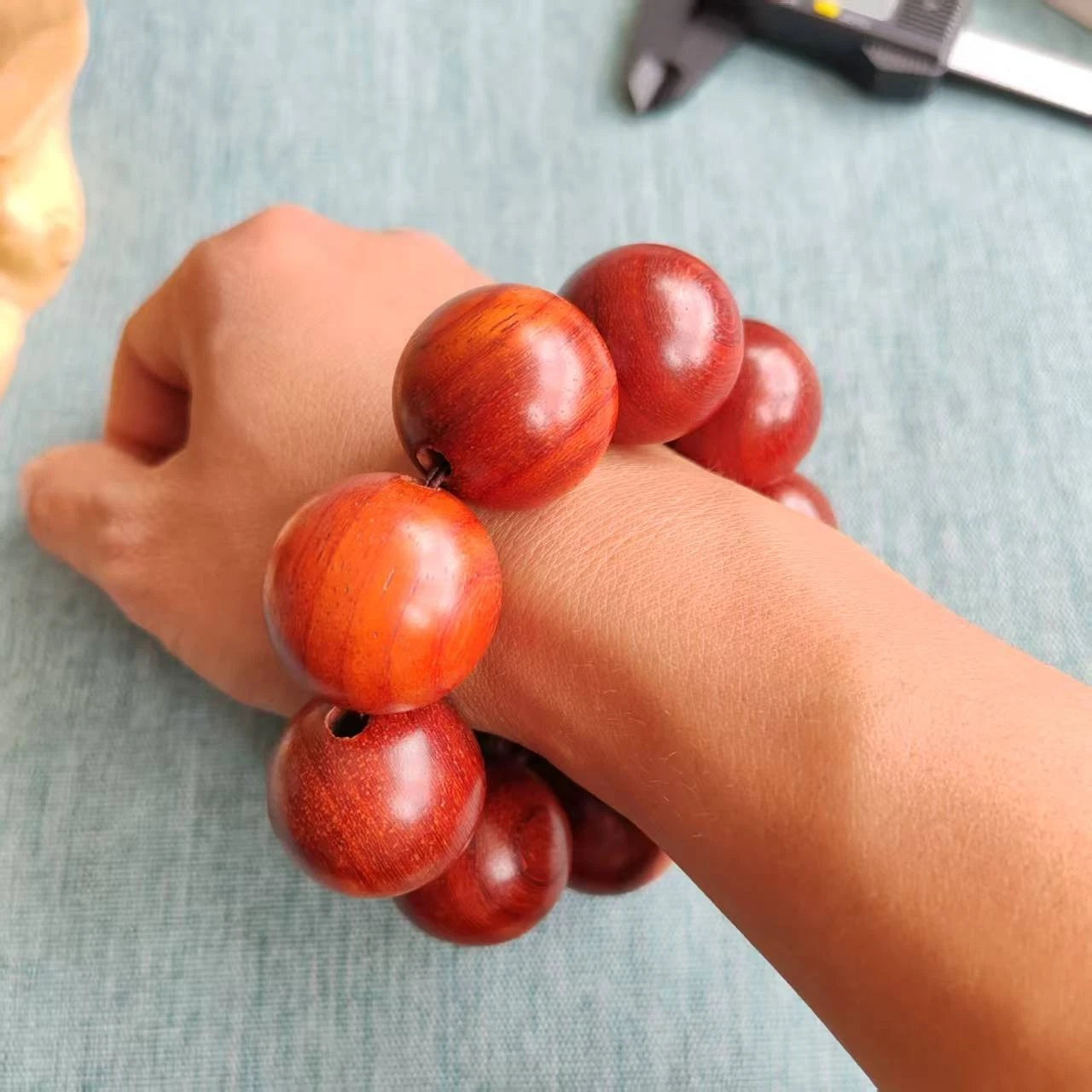 30mm Natural Red Rosewood Buddhist Prayer Beads Blessing Bracelet Accessory Gift 07FC0E-D4 - KOEEK