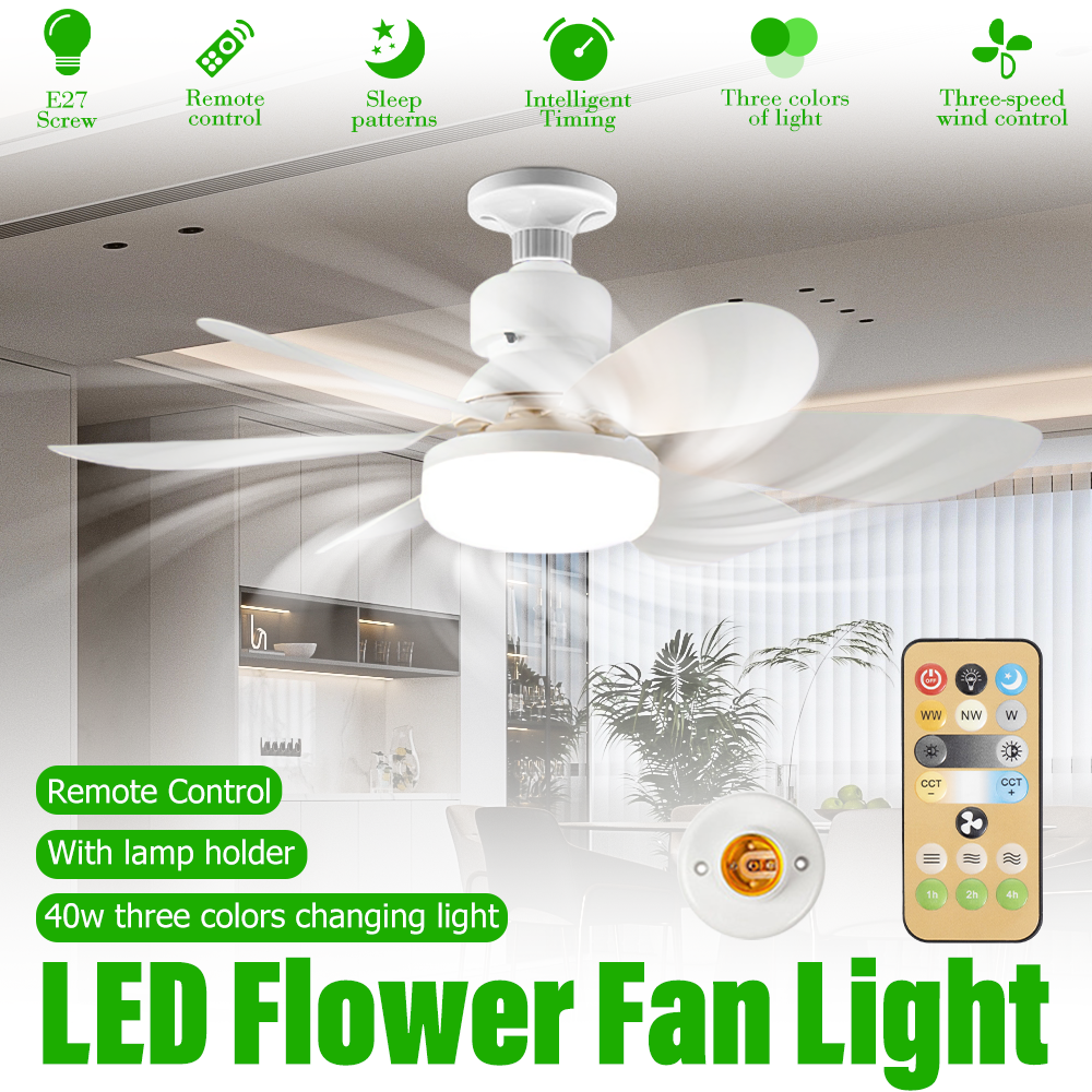 ny Ventilador De Techo Con Luces Luz Led Para Dormitorios Cocinas Y Control Remoto