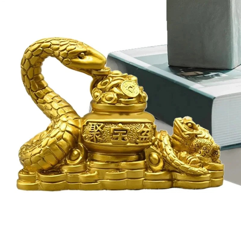 9cm Chinese Treasure Basin Snake Statue Resin Tea Pet Attract Wealth Decoration 07FC0E-D4 - KOEEK