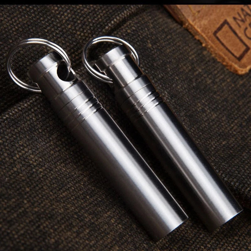 1pcs Titanium Alloy Keychain Waterproof Box Sealed Container Outdoor Storage EDC 07FC0E-D4 - KOEEK