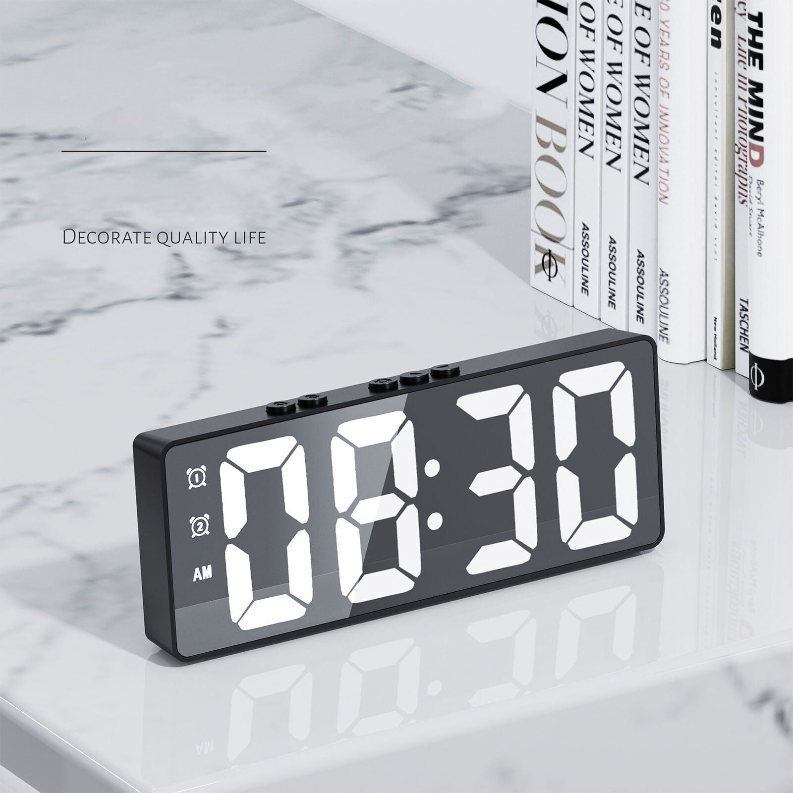 new Bedroom LED Electronic Alarm Clock Small Wall Clock Dimmable With Temperature koeek - KOEEK