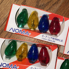 NOMA 12 pks 1047 4 Count C 7 1/2 Multi Transparent Twinkle Christmas Light Bulb NOMA - KOEEK