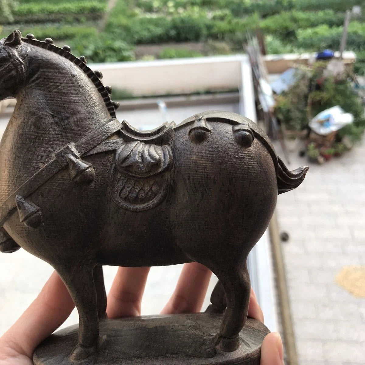 14x15cm Vietnamese Agarwood Carved Tang Horse Figurine Feng Shui Sculpture Gift 07FC0E-D4 - KOEEK