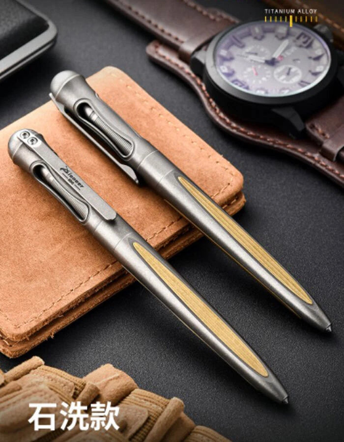 Practical Titanium Pocket Ballpoint Pen Signaturing Working Outdoor EDC Pen 07FC0E-D4 - KOEEK