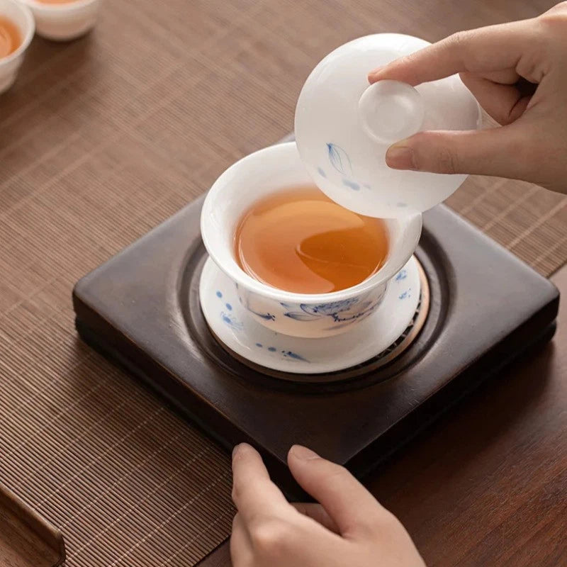 150ml Sancai Gaiwan White Porcelain Tea Bowl Chinese Household High-end Teaware 07FC0E-D4 - KOEEK