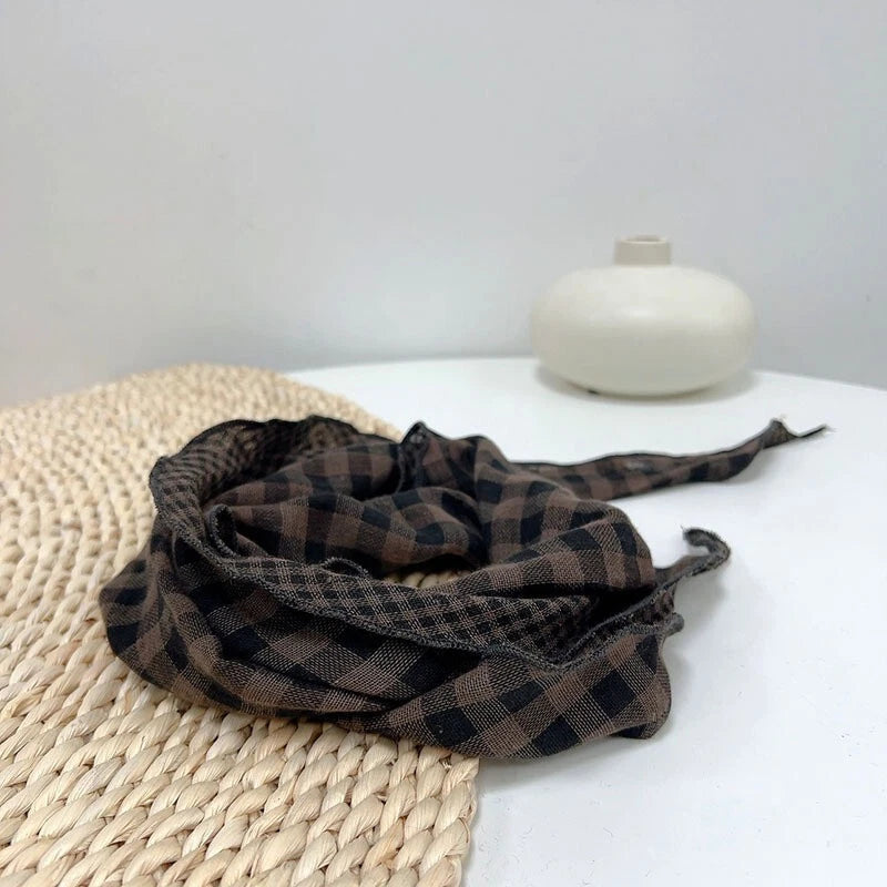 Mens  Cotton Plaid Scarf Preppy Style Shawl Casual Breathable Soft Scarves 07FC0E-D4 - KOEEK