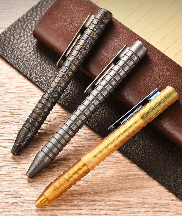Titanium PEI Ballpoint Pen Bolt Action Signature Writing Pocket Pen 5pcs Refills 07FC0E-D4 - KOEEK