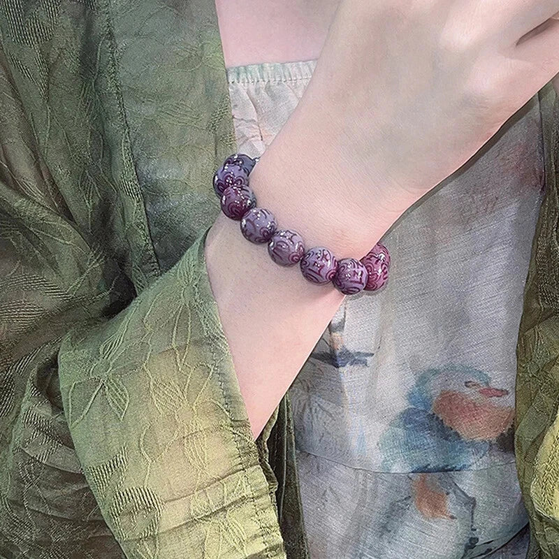 1PC Purple Bodhi Root Bead Bracelet Buddha Bead Rose Bead  Bracelet Prayer 07FC0E-D4 - KOEEK