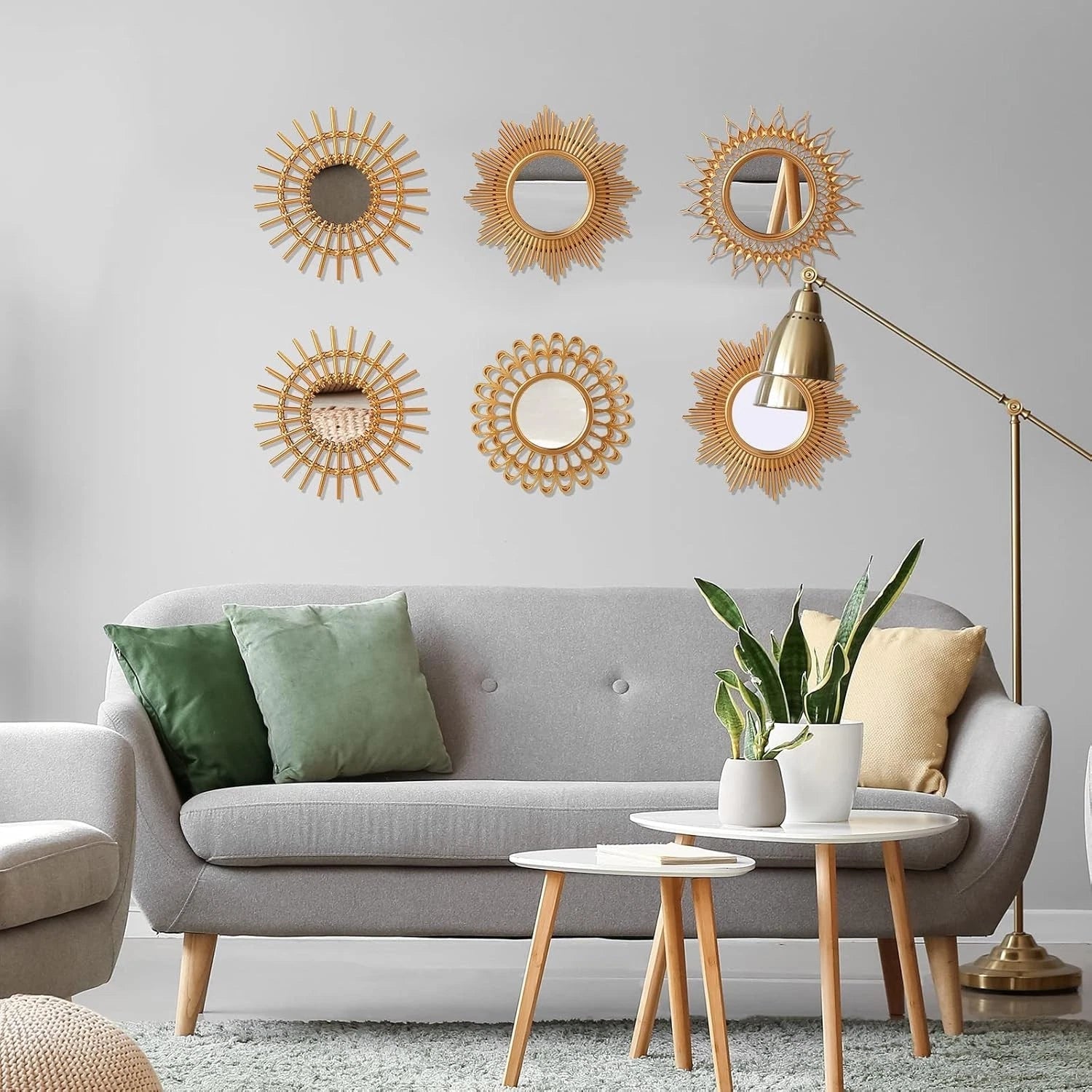 6 Pcs Decorative Mirrors - Small Circle Sun Mirrors for Wall Art - Entryway 07FC0E-D4 - KOEEK
