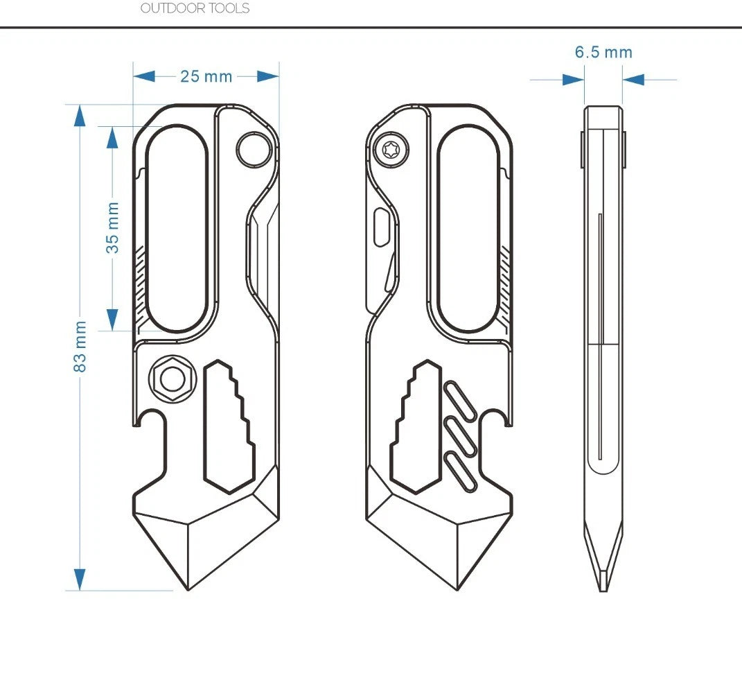 Ation Titanium alloy EDC Multi Tool with Carabiner for Outdoor Rescue 07FC0E-D4 - KOEEK