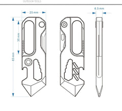 Ation Titanium alloy EDC Multi Tool with Carabiner for Outdoor Rescue 07FC0E-D4 - KOEEK
