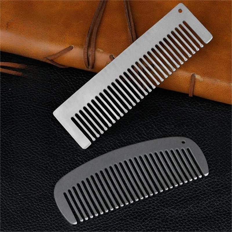 Women Titanium Alloy Comb Hair Beard Pocket Comb Portable Anti-static EDC Combs 07FC0E-D4 - KOEEK