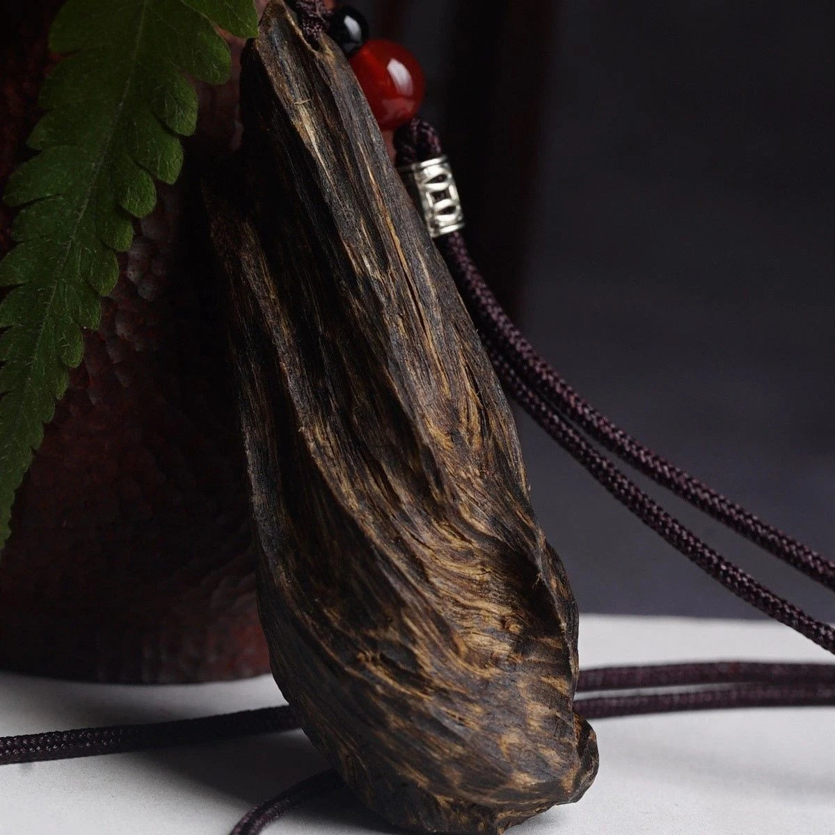 Vietnam Agarwood Pendant Natural Black Ky Nam Old Wood Carved Necklace 07FC0E-D4 - KOEEK
